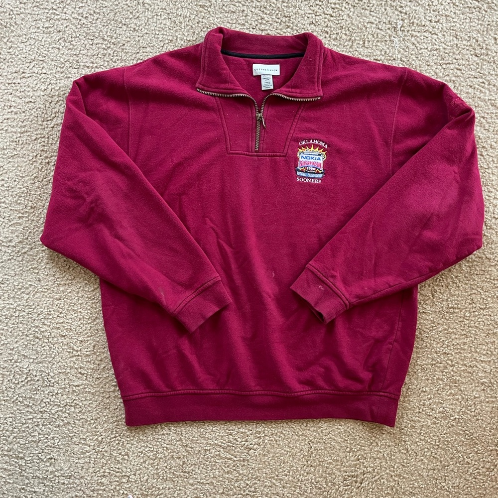 RARE VTG 2004 Nokia Sugarball Oklahoma Cutter & Buck Maroon Zip-Up Sweater